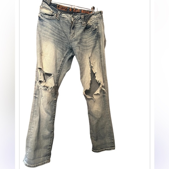 Y2K Rock Revival Essie Rhinestone Embellished Low Rise Flare Leg Jeans Sz 31 - Picture 3 of 12